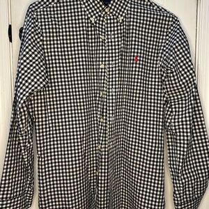 Polo Ralph Lauren Long Sleeve Button Down Black and White Shirt Size M